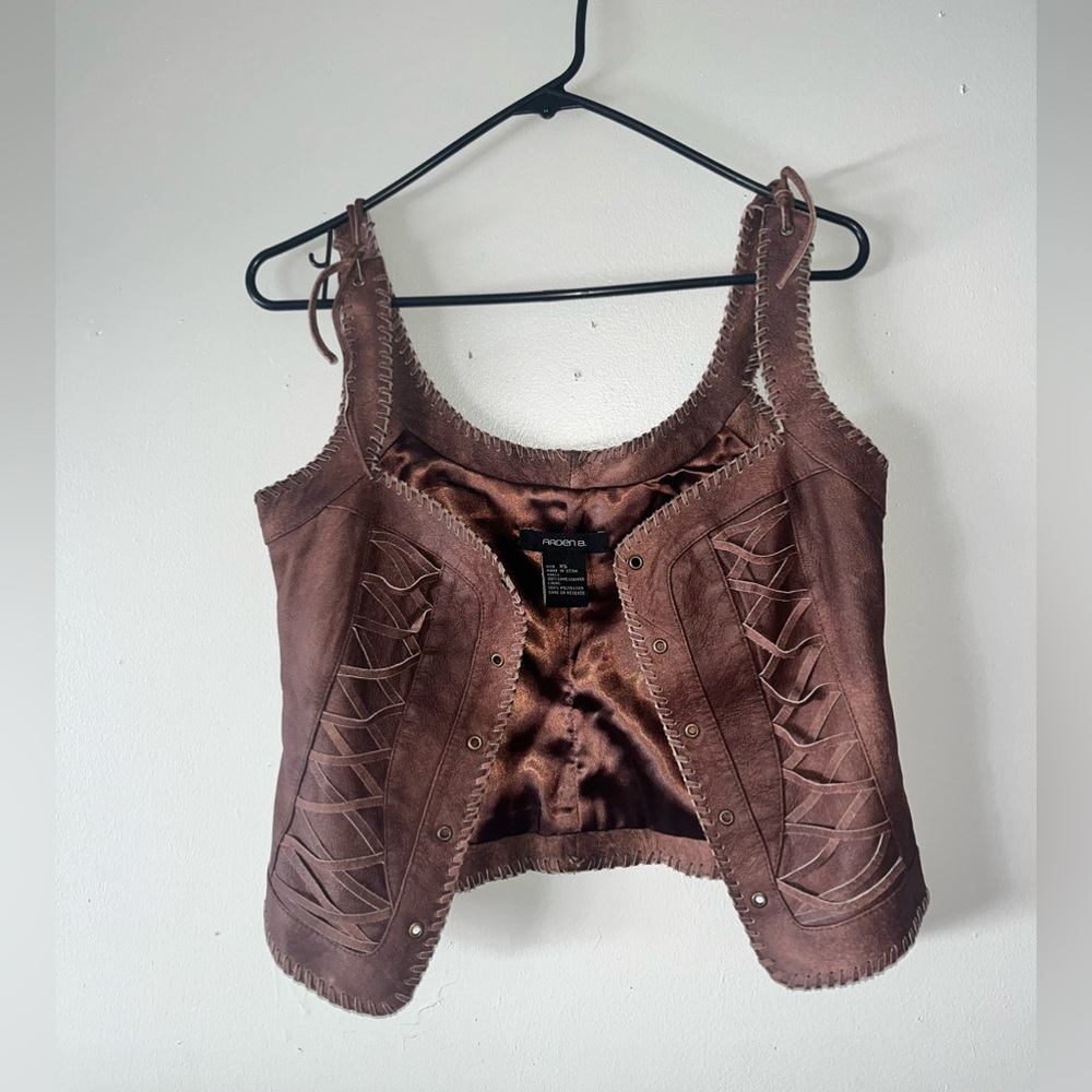 Lamb Leather Lace Corset Style Vest